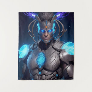 Glowing Zeus Cyborg Tapestry
