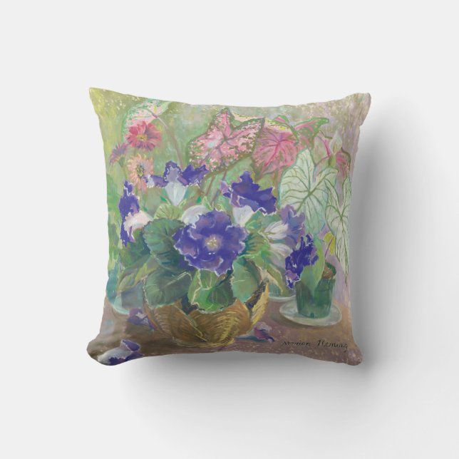 Gloxinias Throw Pillow - Double Sided Image (Front)