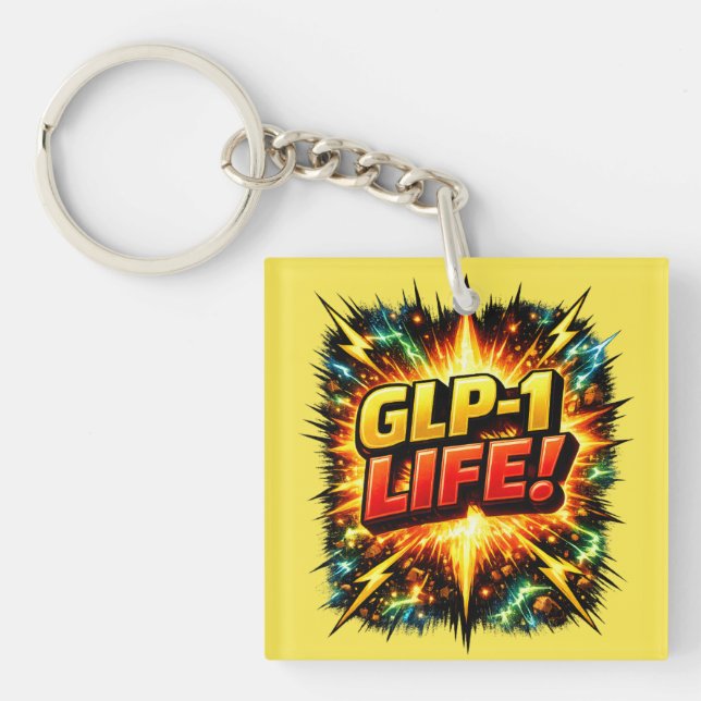 GLP-1 LIFE! Comic Pop Art   Key Ring (Front)