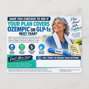 GLP-1 Medicare Drug Plan Review Agent Marketing Postcard