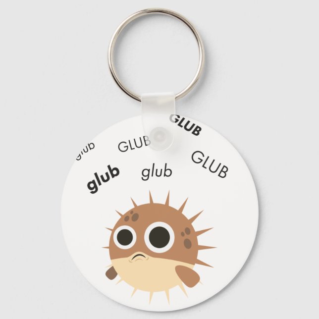 Glub Blowfish Cute Emoji Key Ring (Front)