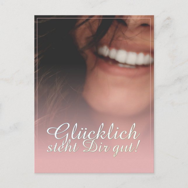 Glücklich steht Dir gut! - Rosé Holiday Postcard (Front)