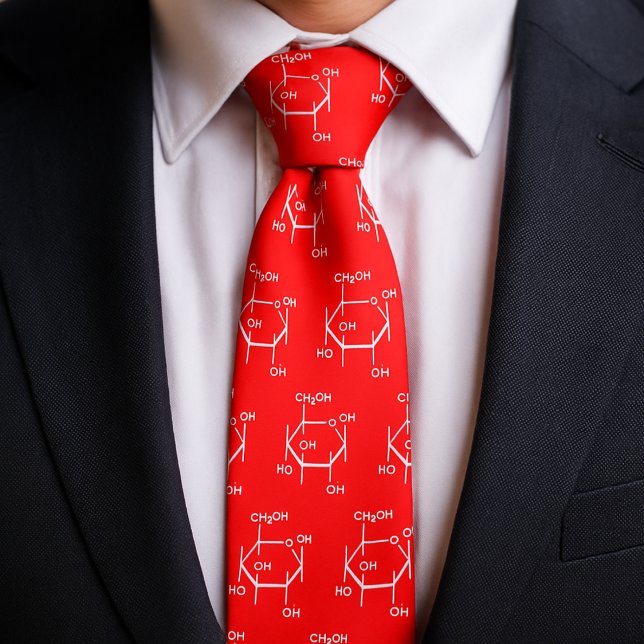 Glucose Molecule Chemistry Science Themed Red Tie (Glucose Molecule Chemistry Science Themed Red Neck Tie)