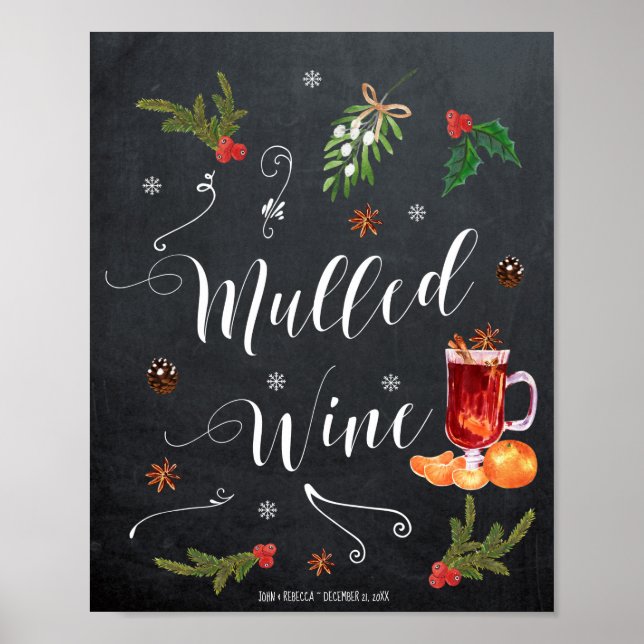 Gluhwein bar winter christmas wedding sign (Front)