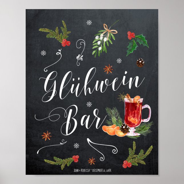 Gluhwein bar winter christmas wedding sign (Front)