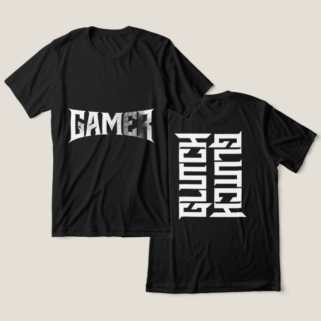 GLUTCH – Sharp Competitive Gaming Typography Shirt (Design Front & Back)