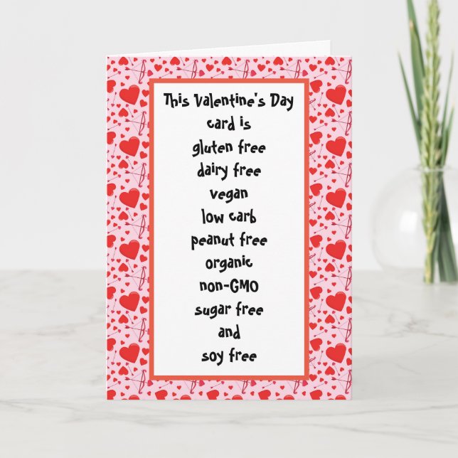 Gluten Dairy Sugar Soy Carb Free Funny Valentine's Card (Front)