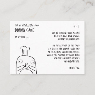 Gluten Dodger's Dining Card
