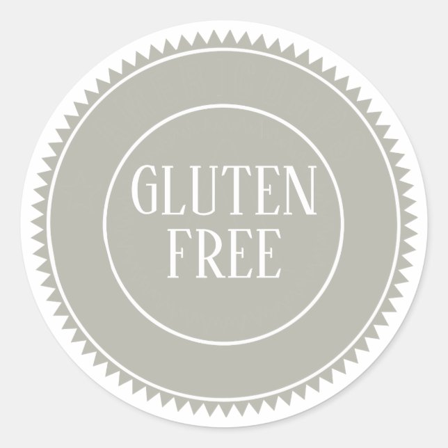 Gluten Free Allergy Safe Bakery Gray Classic Round Sticker (Front)