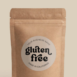 Gluten Free Beige Retro Simple Food Bakery Label