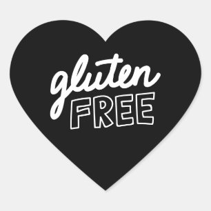 Gluten Free Black And White Typography  Heart Sticker