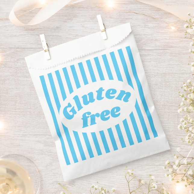 Gluten Free Blue White Candy Stripe Favour Bag (Clipped)