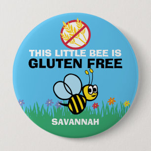 Gluten Free Bumblebee Button for Celiac Alert
