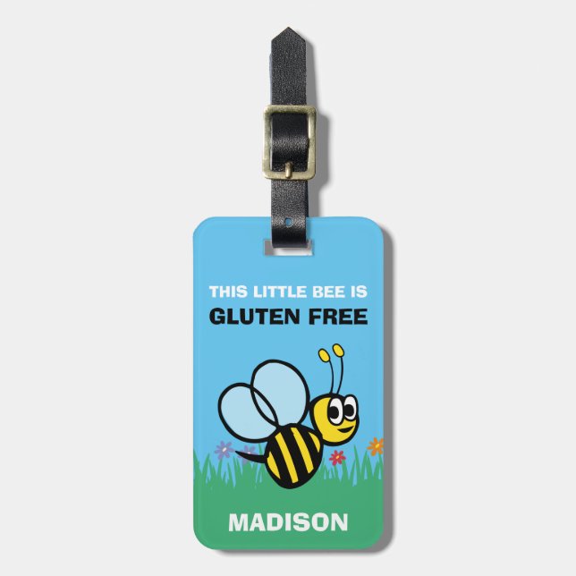 Gluten Free Bumblebee Large Medicine Bag Tag (Front Vertical)