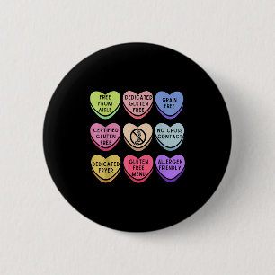Gluten Free Celiac Valentines Hearts Candy Celiac 6 Cm Round Badge