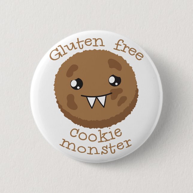 Gluten free cookie monster 6 cm round badge (Front)