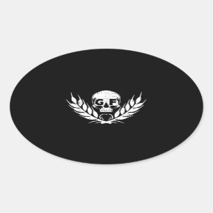 Gluten Free Cool Skull Warrior Gift Oval Sticker