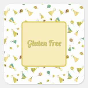 Gluten Free Dietary Hats & Balloons Pattern Square Sticker