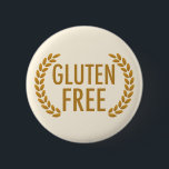 Gluten Free Food Allergy Warning 6 Cm Round Badge<br><div class="desc">This gluten free button features two stalks of wheat bordering the words Gluten Free. Perfect to put on the backpack or lunch bag of a child with celiac disease. Bring awareness to the teacher at school and cafeteria monitors and staff by having a clear, easy to read, gluten free alert...</div>