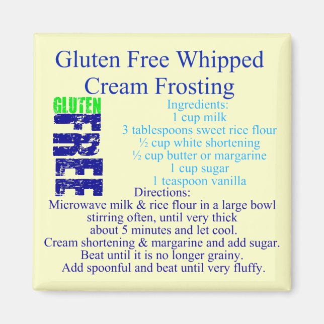 Gluten Free Frosting Recipe Magnet (Front)
