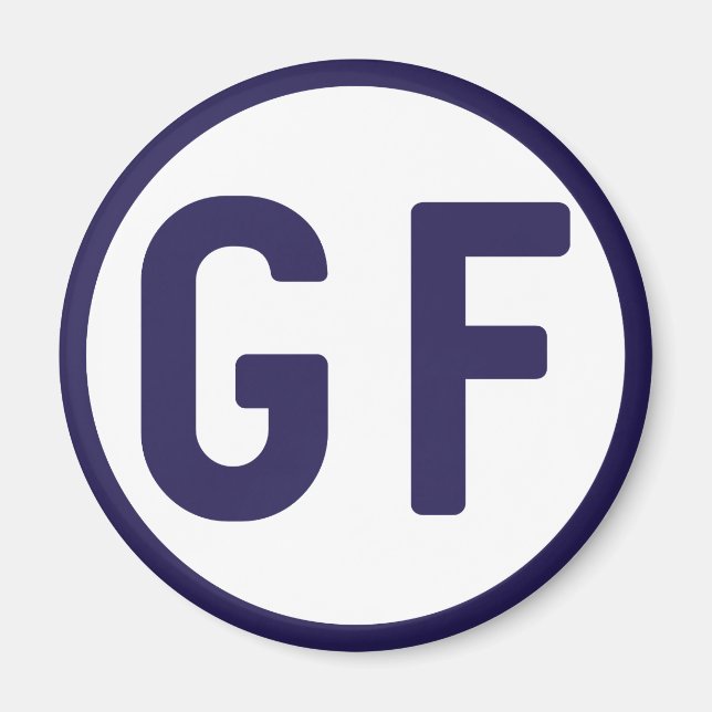 Gluten Free GF Circle Navy Blue and White Magnet (Front)