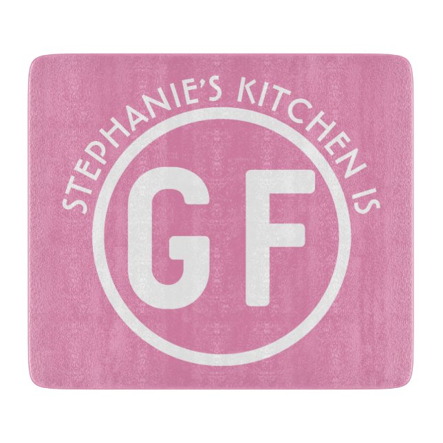 Gluten Free GF Circle Pink Cutting Board (Front)