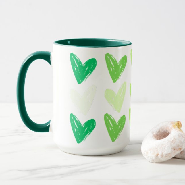 Gluten Free Hearts Green Gradient Mug (With Donut)