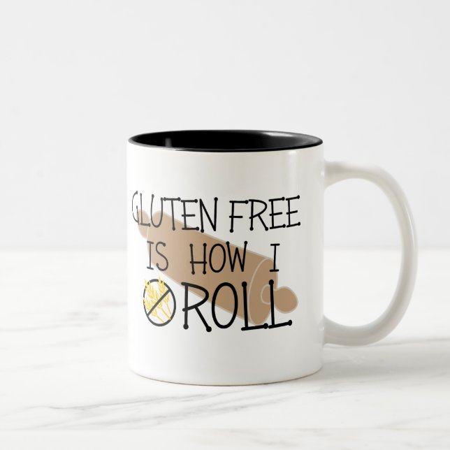 Gluten Free is How I Roll No Wheat Symbol Two-Tone Coffee Mug (Right)