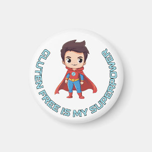 Gluten Free is My Superpower - Comic Hero Celiac Magnet