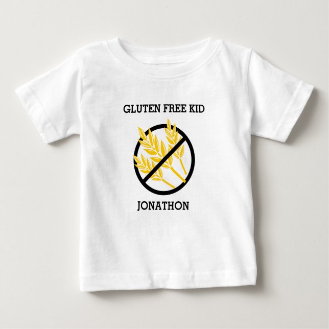 Gluten Free Kid Personalised No Gluten Celiac Baby T-Shirt (Front)