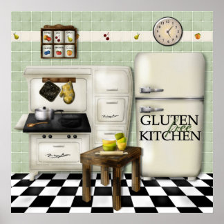 Gluten Free Kitchen Green Poster