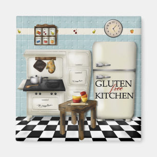 Gluten Free Kitchen - Teal bkg Magnet