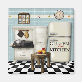 Gluten Free Kitchen - Teal bkg Magnet