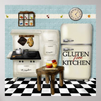 Gluten Free Kitchen - Teal Poster
