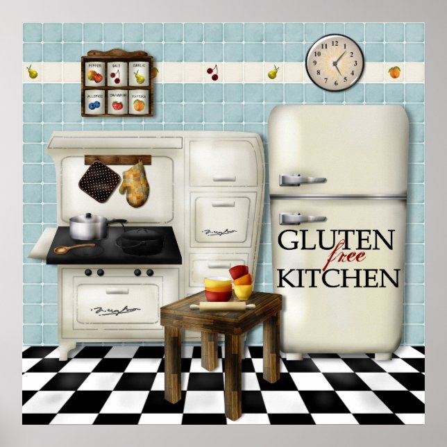 Gluten Free Kitchen - Teal Poster (Front)
