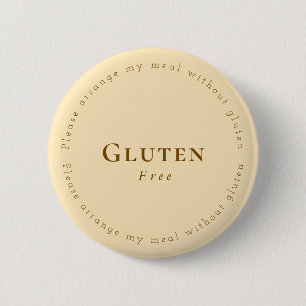 Gluten-Free Request Badge, Soft Beige - Brown 6 Cm Round Badge
