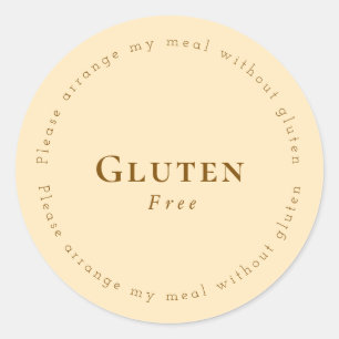 Gluten-Free Request Sticker, Soft Beige - Brown Classic Round Sticker