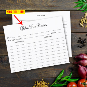Gluten Free Simple Culinary Recipe Card