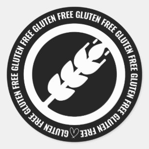 Gluten Free Sticker Labels - Black & White
