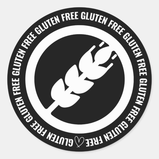Gluten Free Sticker Labels - Black & White (Front)