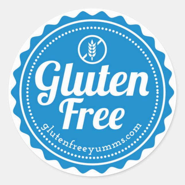 Gluten-Free Stickers / Gluten Free with Icon -Blue (Front)