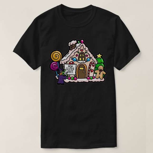 GLUTEN FREE WITCH Gingerbread HOUSE Humour T-Shirt (Design Front)