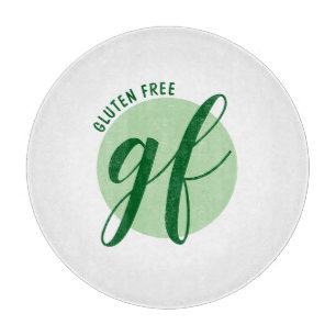 Gluten Free with stylish script and green circle Cutting Board
