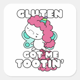 Gluten Got Me Tootin Square Sticker
