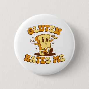 Gluten Hates Me 6 Cm Round Badge