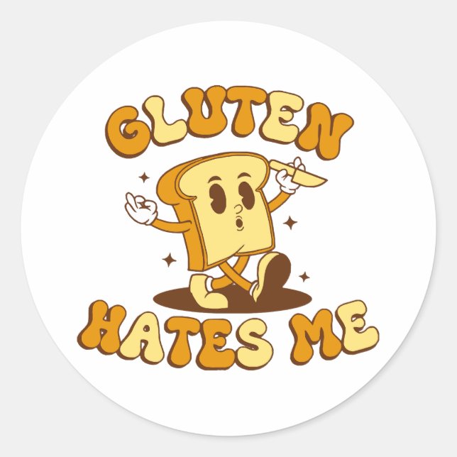 Gluten Hates Me Classic Round Sticker (Front)