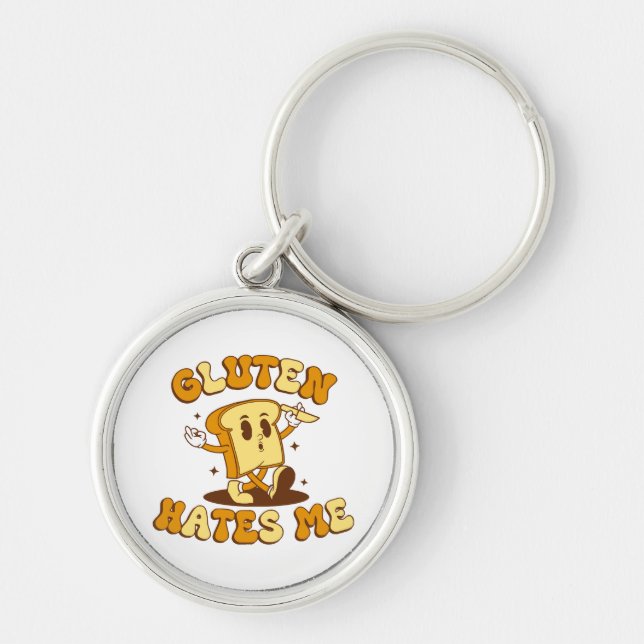 Gluten Hates Me Key Ring (Front)