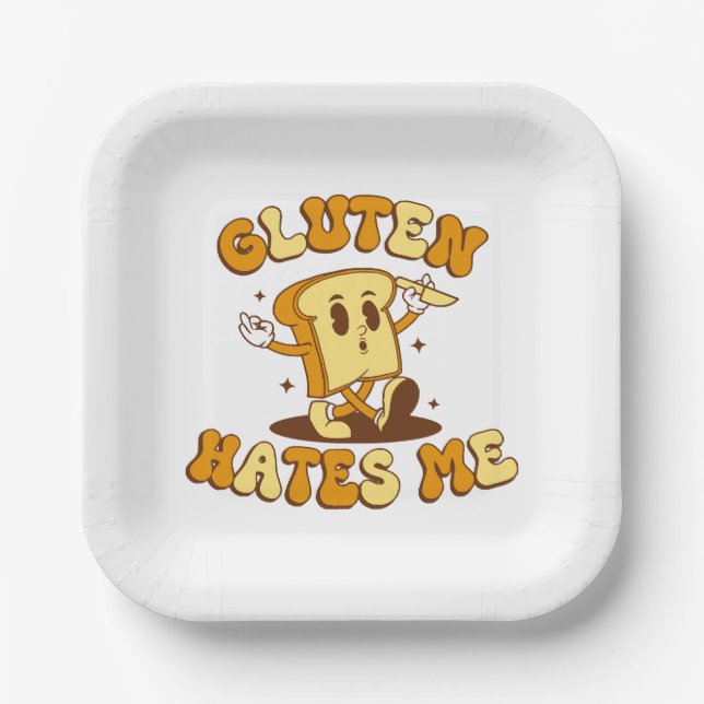 Gluten Hates Me Paper Plate (Front)