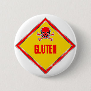 Gluten Poison Warning 6 Cm Round Badge