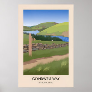 Glyndwrs Way National Trail Modern Travel Poster